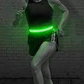 BSEEN LED Running Waist Belt - USB Rechargeable Reflective Glowing LED Waistband, Flashing Safety Light Belt for Runners, Joggers, Walkers, Pet Owners, Cyclists - color: Green