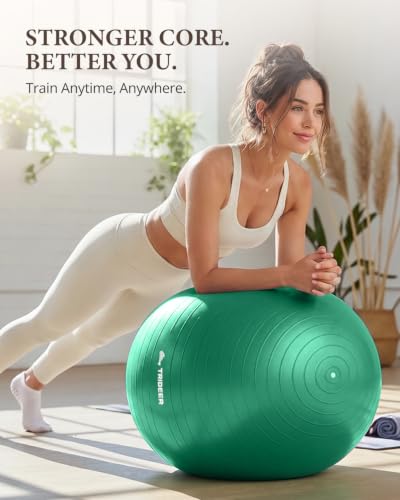 Trideer Yoga Ball for Exercise, Pregnancy, Active Sitting, 55/65/75cm - color: Green, size: S(15-18ines/38-45cm)