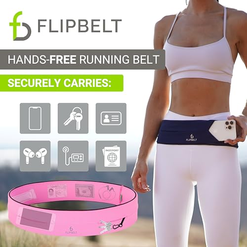 FlipBelt Classic Running Belt, Phone Holder for Running, Money Belt Pouch - color: Girly Pop Pink, size: Small