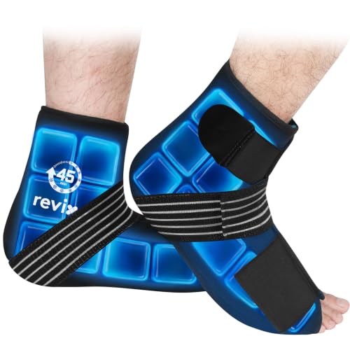 REVIX Foot Ankle Ice Pack Wrap, Gel Ice Packs for Feet Discomfort, 2 Packs