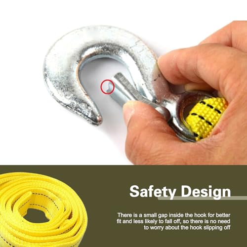 ATV Tow Strap with Hooks, Heavy Duty Nylon Towing Straps, 2" x 13ft 10,000 lbs Capacity Tow Rope, Emergency Towing Straps for Vehicles, Cars, Trucks, ATV, for Roadside Recovery(Yellow)