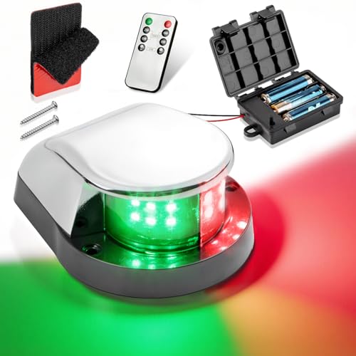 Battery Powered Navigation Light for Boat, Remote Control LED Marine Light with Dimmable & Timer Function, Waterproof Safety Light for Kayak Canoe Jon Bass Boat