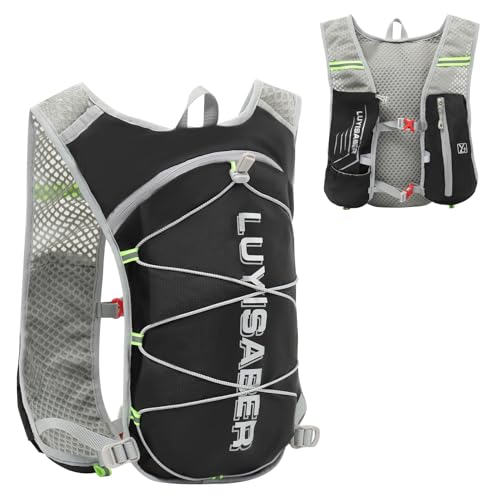 Azarxis Hydration Backpack 5L Running Vest Lightweight Breathable Water Daypack for Women Men Trail Race Marathon Jogging Hiking Climbing Camping Biking (Black - Only Backpack) - color: #4 Black - Only Backpack