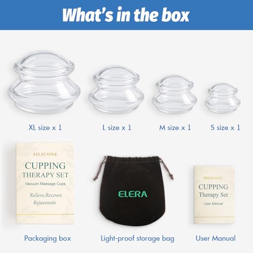 ELERA Silicone Cupping Set for Massage, 4 Cups (XL L M S) - style: 4 Cups (XL L M S size)