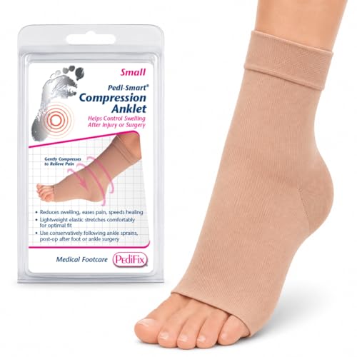 Pedifix Compression Ankle Sleeve, Foot & Ankle Support, Beige, S, 1 Sleeve - color: Beige, size: Small
