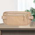 RFID Blocking Money Belt for Men and Women, Slim Waist, Khaki, 1 Piece - color: Brown