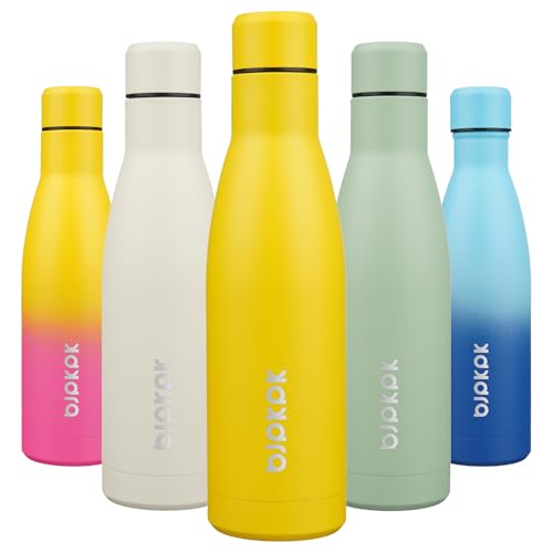 BJPKPK 17oz Skinny Insulated Water Bottle, Stainless Steel Flask - color: Yellow, size: 17 Ounces