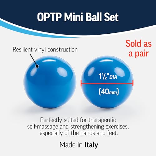 OPTP Mini Balls – Vinyl Air-Filled Self-Massage Ball Set of 2, Blue, 1.5"