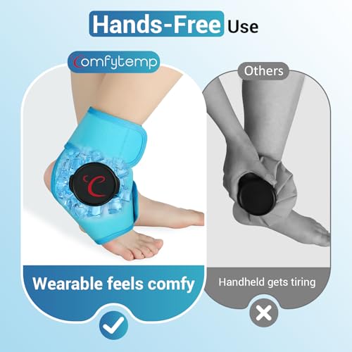 Comfytemp Ankle Ice Pack Wrap, Refillable Wearable Ice Bags for Injuries