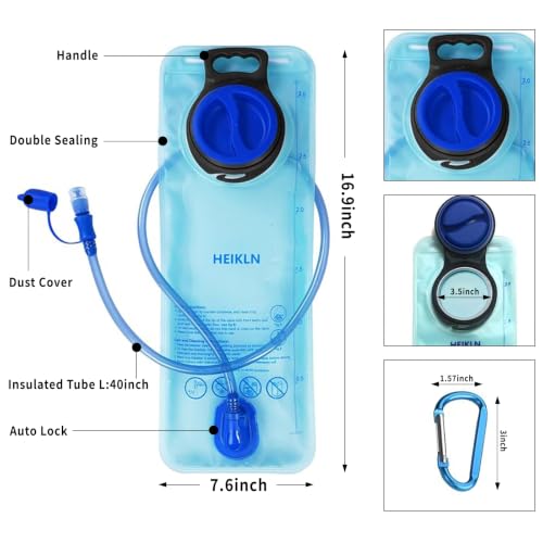 HEIKLN Hydration Bladder 1.5L-2L-2.5L-3L,Leak Proof Water Reservoir, BPA Free Military Water Storage Bladder Bag Hydration Pack Replacement Easy Clean for Bicycling Hiking Camping Hunting Running - color: 3L Blue
