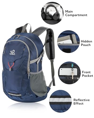 WATERFLY Lightweight Packable Hiking Backpack, 30L Day Pack Dark Blue - color: Dark Blue