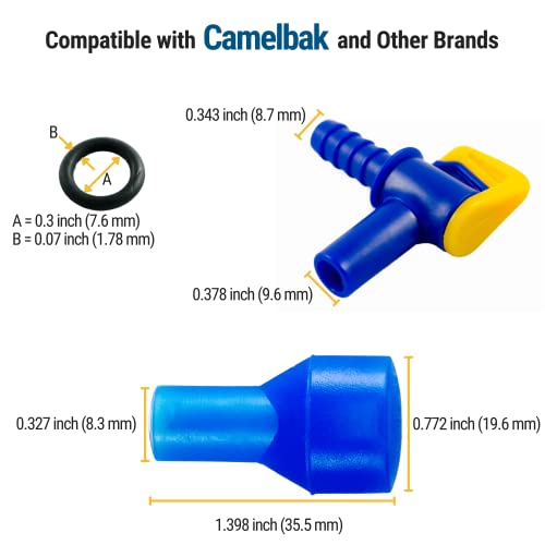 Bite Valve Replacement Mouthpieces fits Camelbak and Most Brands (4-Pack), with Shutoff Valve and Tube O-Ring for Hydration Bladder and Backpack Water Reservoir