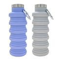 YCT Collapsible Water Bottle 17oz（500ml），Travel Portable Sport Water Bottle，Reusable Silicone Foldable Water Bottles for Gym Camping Hiking (Purple+Grey) - color: Purple+Grey