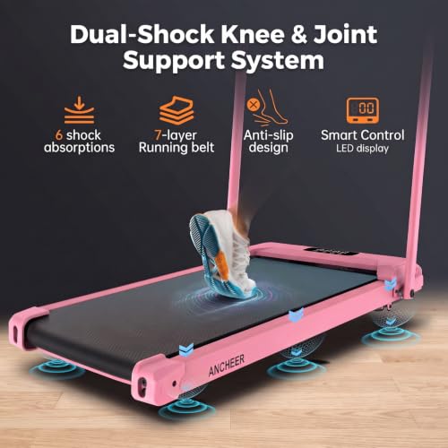 ANCHEER Incline Walking Pad with Handle Bar, Foldable Treadmill-Home/Office - color: 56-Blcak