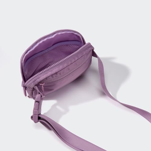 Pander Nylon Fanny Pack for Women, Two-Way Zipper Crossbody Bag - color: Light Purple