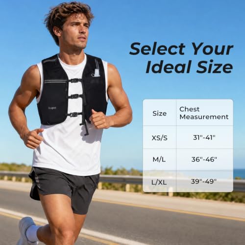 Running Vest for Women & Men with 500ML Soft Flask | Hydration Vest - color: Black, size: L/XL (1 Soft Flask)