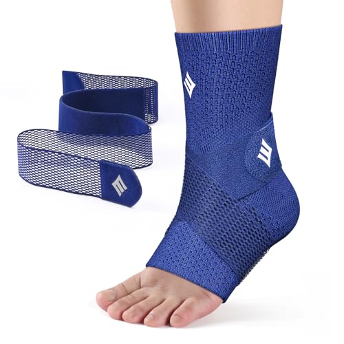NEENCA Compression Ankle Sleeve with Removable Figure-8 Strap - color: Blue, size: Large