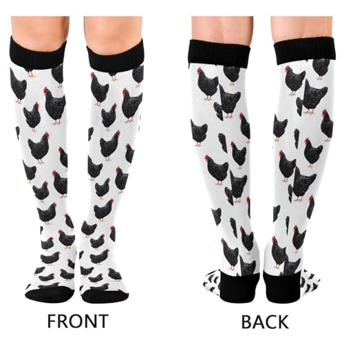 Wusikd Cats Compression Socks for Women and Men Circulation Cute Long Socks for Athletic Running 1 - color: Chicken