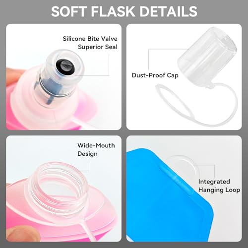 250ml Soft Flask Soft Water Bottle for Running, Hiking, Cycling and Climbing - Gradient Pink - color: 250ml, Gradient Pink