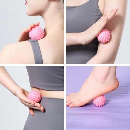 Spiky Massage Balls for Feet,4 Pcs 1.9'' Hard Lacrosse Ball Deep Tissue Recovery Tool,Trigger Point Ball for Myofascial Release & Trigger Point Therapy (Mixed) - color: Mixed