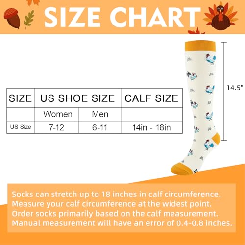 Junely Compression Socks for Women Knee High Stockings Funny Cute - color: Chicken