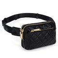 UTO Fanny Pack Crossbody Belt Purse Chest Waist Hip Travel Hiking Bumbag - color: 0759 Quilted Black