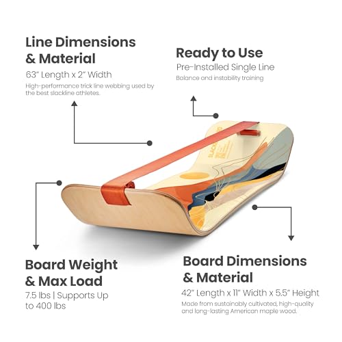 GIBBON SlackBoard, Balance Board Kids & Adults, Slackline Balance Trainer - color: Sunrise - 1 Line