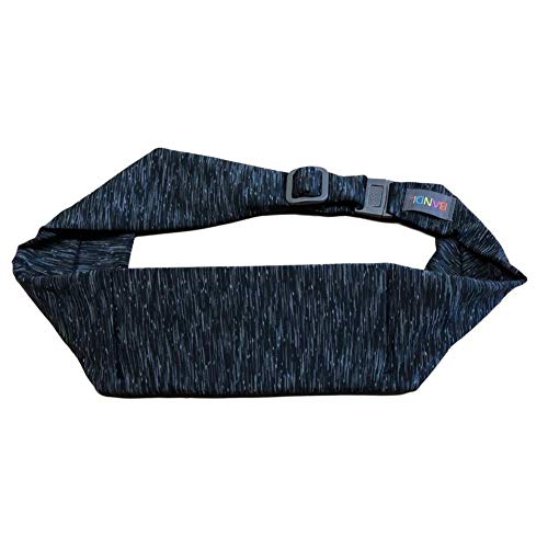 BANDI Running Belt for Women & Men – USA Made No-Bounce Adjustable Waist Pack & Secure Fanny Pack – Fits All Phones, Gels & Essentials – Zipper-Free, Medical Device Friendly - color: Strata Black/Gray