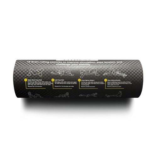 Foam Roller with Printed Exercises, 17.7'' x 6'' Lightweight EPE/PE
