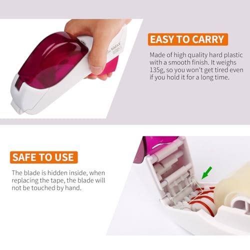 Eagle Automatic Tape Dispenser, Handheld & Portable Design, Office Tape Gun, One-Handed Operation with Safety Blade for Office, Home, DIY or Packaging (Includes 2 Free Tapes) (White) - color: White