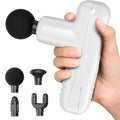 Mini Massage Gun, Powerful Handheld Muscle Massager for Muscle Relaxation, Deep Tissue Percussion Small Massage Gun Travel Massager with 4 Massage Heads Silent Brushless Motor, White - color: White