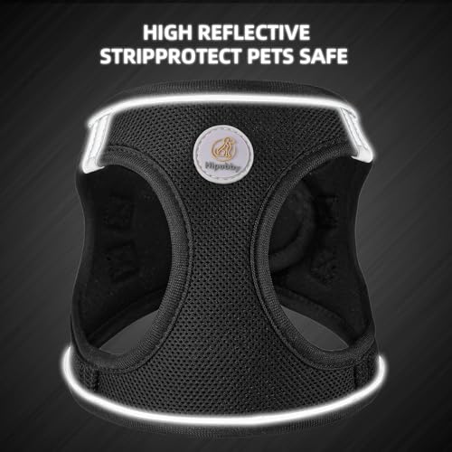 Hipubby Dog Harness and Leash Set, No Pull Soft Mesh Puppy Harness for Small Medium Dogs, Cats - Step in Adjustable Reflective Pet Harness with Buckle and Double D-Rings - Black, XS - color: Black, size: XS (Chest: 13.5"-15")