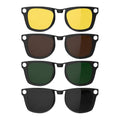 HIBLOKS 4Pcs Polarized Clip for Ray-Ban Meta Wayfarer (RW4006/RW4012 50-22) - size: Size M Black+Green+Brown+Yellow (4Pcs)