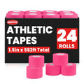 NUITPY 24 Pack Athletic Tape, Pink Sports Tape, Easy Tear Wrist Tape - color: Pink-24 Rolls
