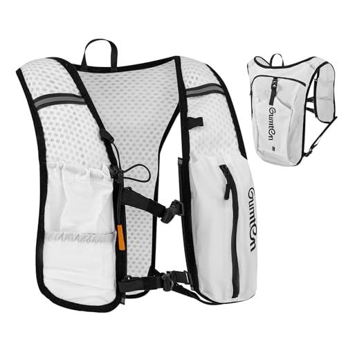 Running Vest for Women Men Adjustable Running Hydration Vest with Phone Holder Reflective Strips for Marathon Hiking Cycling - size: White, style: Only Running Vest