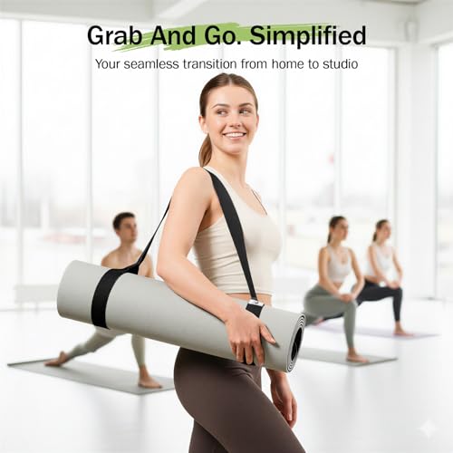 Slim Panda Yoga Mat Strap, Adjustable Soft Cotton Carrier - color: Black, size: 90 inches