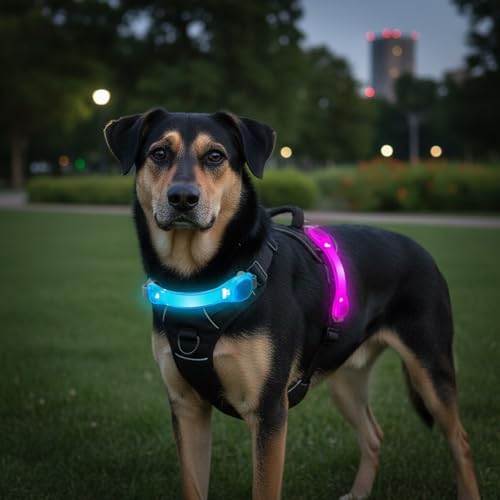 Dog Leash Light 2 Pack, LED Night Walking Safety Light for Collar Harness, Waterproof Glow Band with Nylon Stickers, Easy Clip-on Attachment for Small Large Dogs - color: Blue+Blue