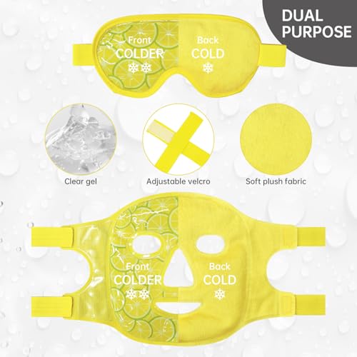 ZNÖCUETÖD Cooling Mask Ice Pack for Face Eye, Hot Cold Compress for Face - color: Lemon Yellow