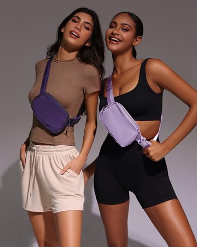 YOSHUYUKI Cross Body Fanny Packs for Women Fashion Waist Bag Pouch Nylon Small Travel Crossbody Bags Mini Purse Everywhere Belt Bag Bum Bag Adjustable Strap for Workout Running Hiking Lavender Fog - color: Lavender Fog