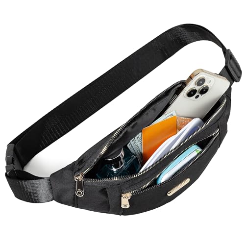 Fanny Packs Crossbody Bag for Women, Waist Pack Jogging Pouch Belt Bag for Outdoors Traveling Hiking - Black - color: Black