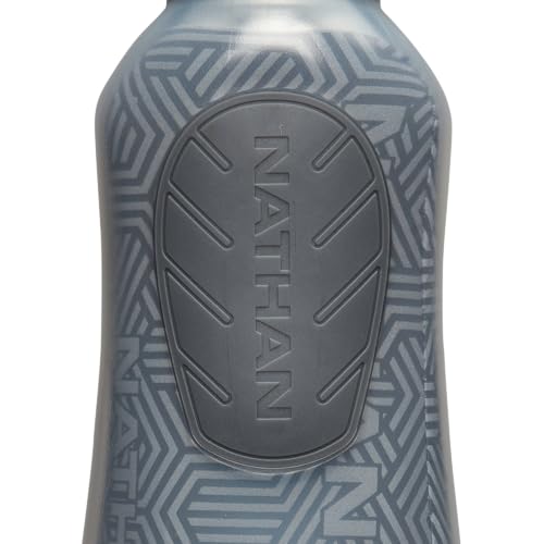 Nathan SpeedDraw 2 Insulated Handheld Running Water Bottle Flask 18oz – Double-Wall Insulation, Ergonomic Grip, Blast Valve Cap, Phone & Key Storage Pockets, Reflective Design - color: 18oz Insulated - Ribbon Red
