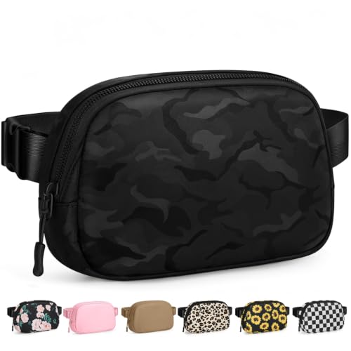 Pritent Fanny Packs for Women Crossbody Belt Bag With Zipper Back Pocket - color: Camo Black, size: Small