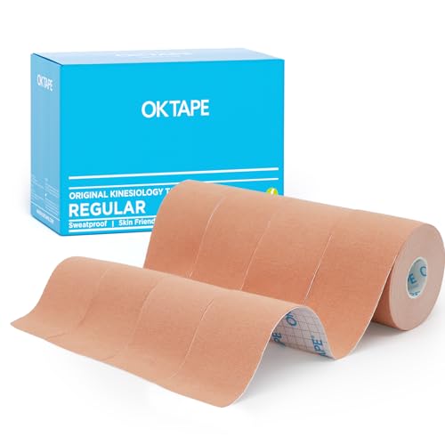 OK TAPE Kinesiology Tape (4 Pack) Latex Free Cotton Uncut 2in x 16.4ft - color: Beige, size: 4 Rolls
