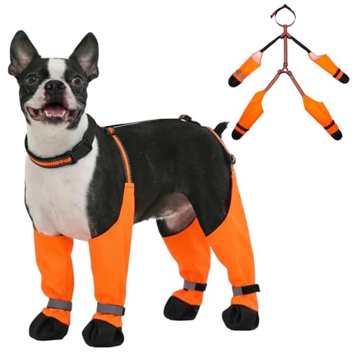 Anti-Slip Dog Paw Shoes with Adjustable Suspenders - color: Orange, size: Medium