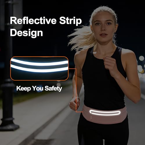 Slim Running Belt for Women Men,Phone Holder Waist Pack,Runners Fanny Pack - color: LIGHT PINK