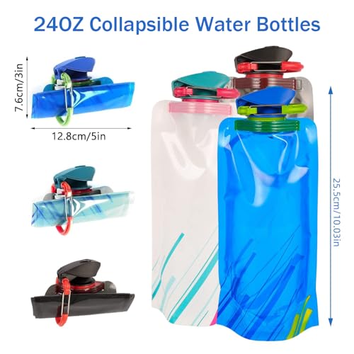 Collapsible Water Bottles for Travel – 22oz Foldable Water Bottle with Carabiner,Leakproof BPA-Free Water Jup, Portable Reusable Water Bottle for Hiking,Sports,Camping,Biking (3)