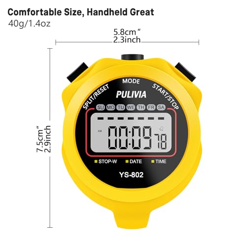 Stopwatch Timer, Digital Stop-Watch for Sports, Yellow - color: Yellow