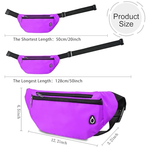 Fanny Pack for Women Men,Crossbody Water Resistant Sports Waist Bag Pack - color: 1pack-purple