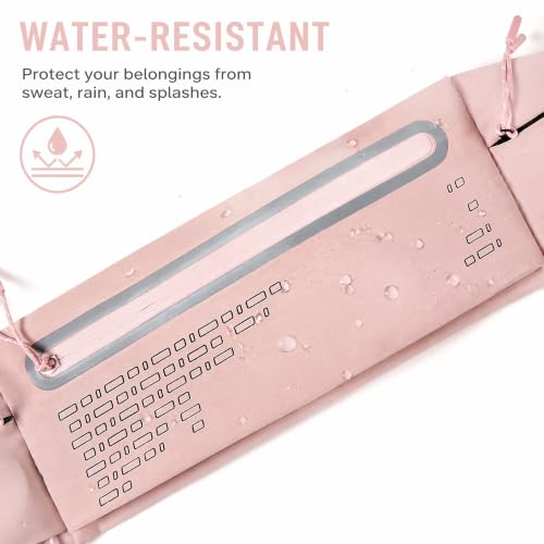 Running Belt Fanny Pack Men Women, Slim No-Bounce Waterproof Phone Holder - color: Pink