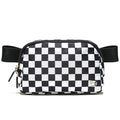 Pander Nylon Fanny Pack for Women, Two-Way Zipper Crossbody Bag - color: Checkered Black